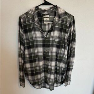 Plaid Green and White Flannel
